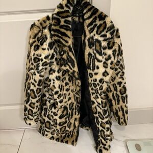 Leopard Print Faux Fur Coat